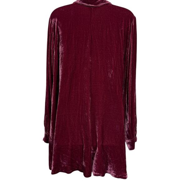 J Jill Womens Velvet Silk Blend Button Up Longline Long Sleeve Shirt Top sz L - Picture 13 of 16